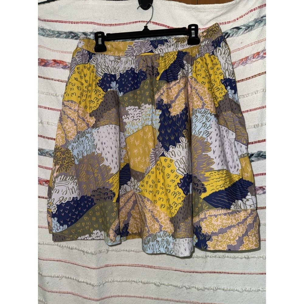 Rare Vintage Boden Yellow Blue‎ Green Floral Heart Nature Skirt 10L US Flawless